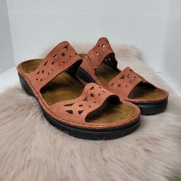 Naot Brown Filigree Slide Wedge Platform Strap Sandals Women’s 7.5 - Picture 1 of 9